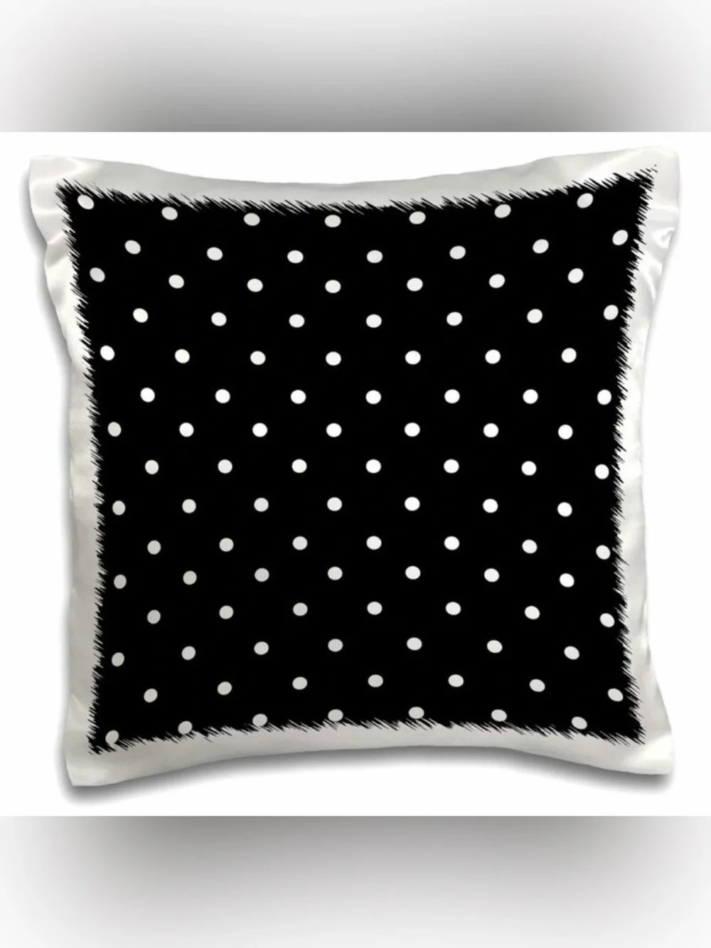 Polka Dot Throw Accent Pillow Cover Black & White Satin East Urban Home 16